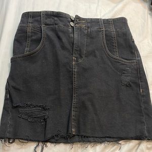 Free People Black Jean Skirt